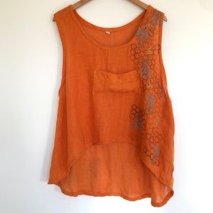 Vintage Oversized Lagenlook Beachy Coastal Summer Tank Top Size Small